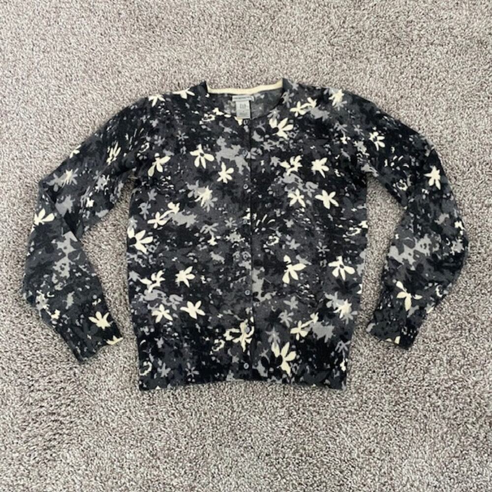 Vintage Gap Italian Merino Wool Cardigan Sweater Black/Gray/Off White Women's M